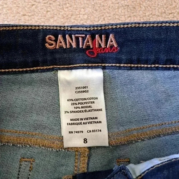 Santana Jeans Women's Size 8 Blue Dark Wash Cropped Stretch Denim - Picture 6 of 9